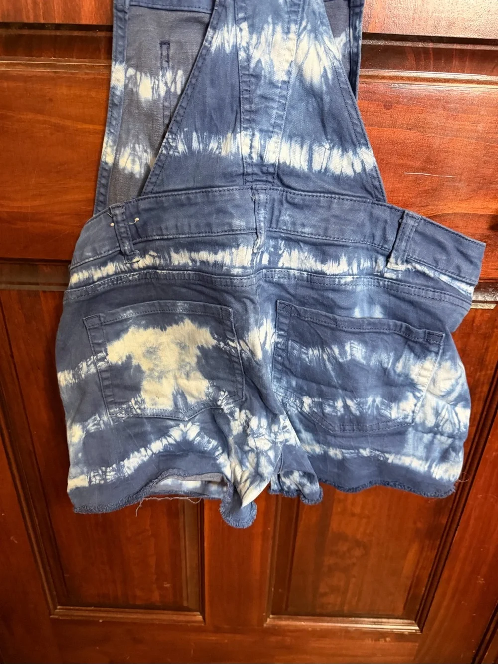Justice Blue Tie-Dye Denim Short Overalls